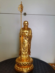地藏王菩萨佛像贴金_高15-20厘米贴金箔观世音菩萨佛像黄金贴金