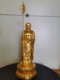 地藏王菩萨佛像贴金_高15-20厘米贴金箔观世音菩萨佛像黄金贴金